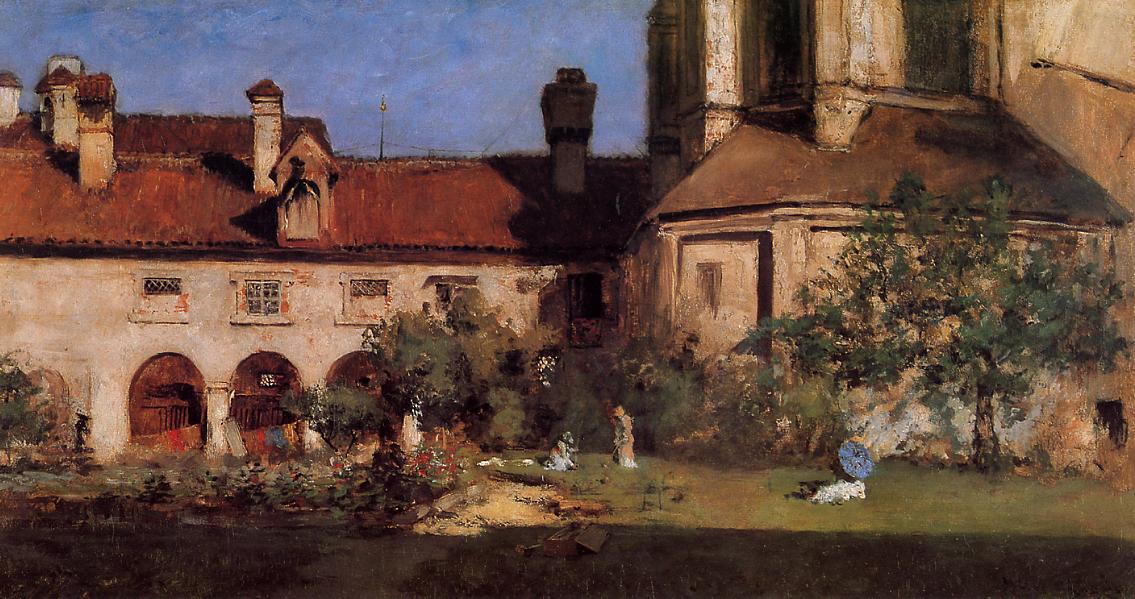 The Cloisters, vintage artwork by William Merritt Chase, 12x8" (A4) Poster