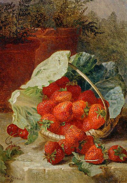 Strawberries in a Cabbage Leaf, vintage artwork by Eloise Harriet Stannard, 12x8" (A4) Poster