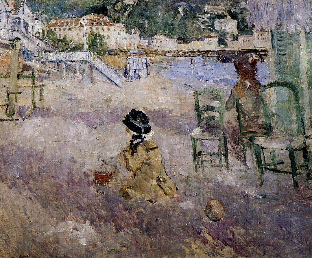 The Beach at Nice, vintage artwork by Berthe Morisot, 12x8" (A4) Poster