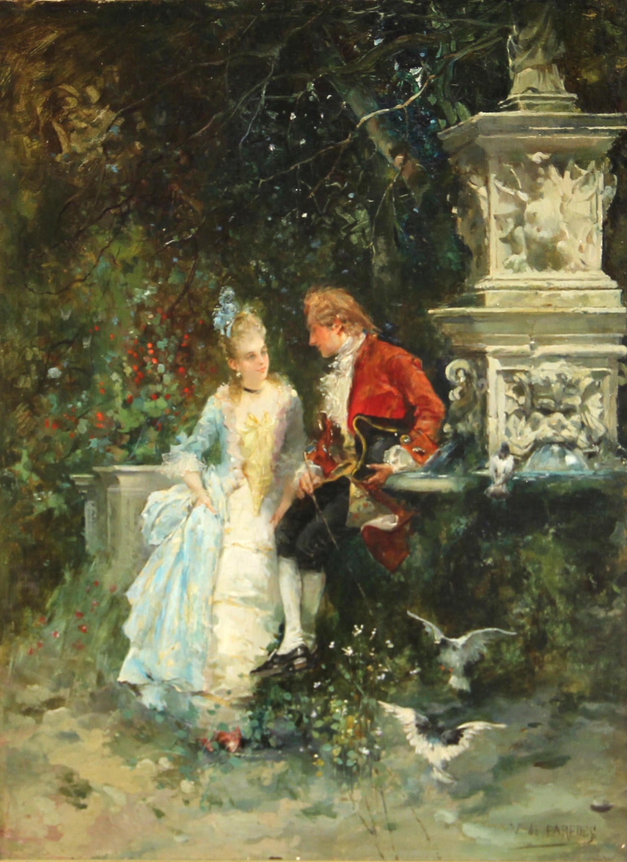Vows of love, vintage artwork by Vicenta de Paredes, 12x8" (A4) Poster