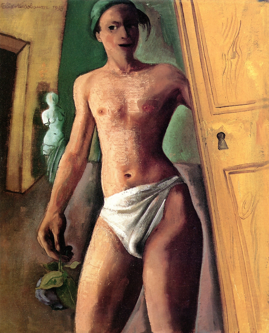 Man with Flower, vintage artwork by Felix Nussbaum, 12x8" (A4) Poster