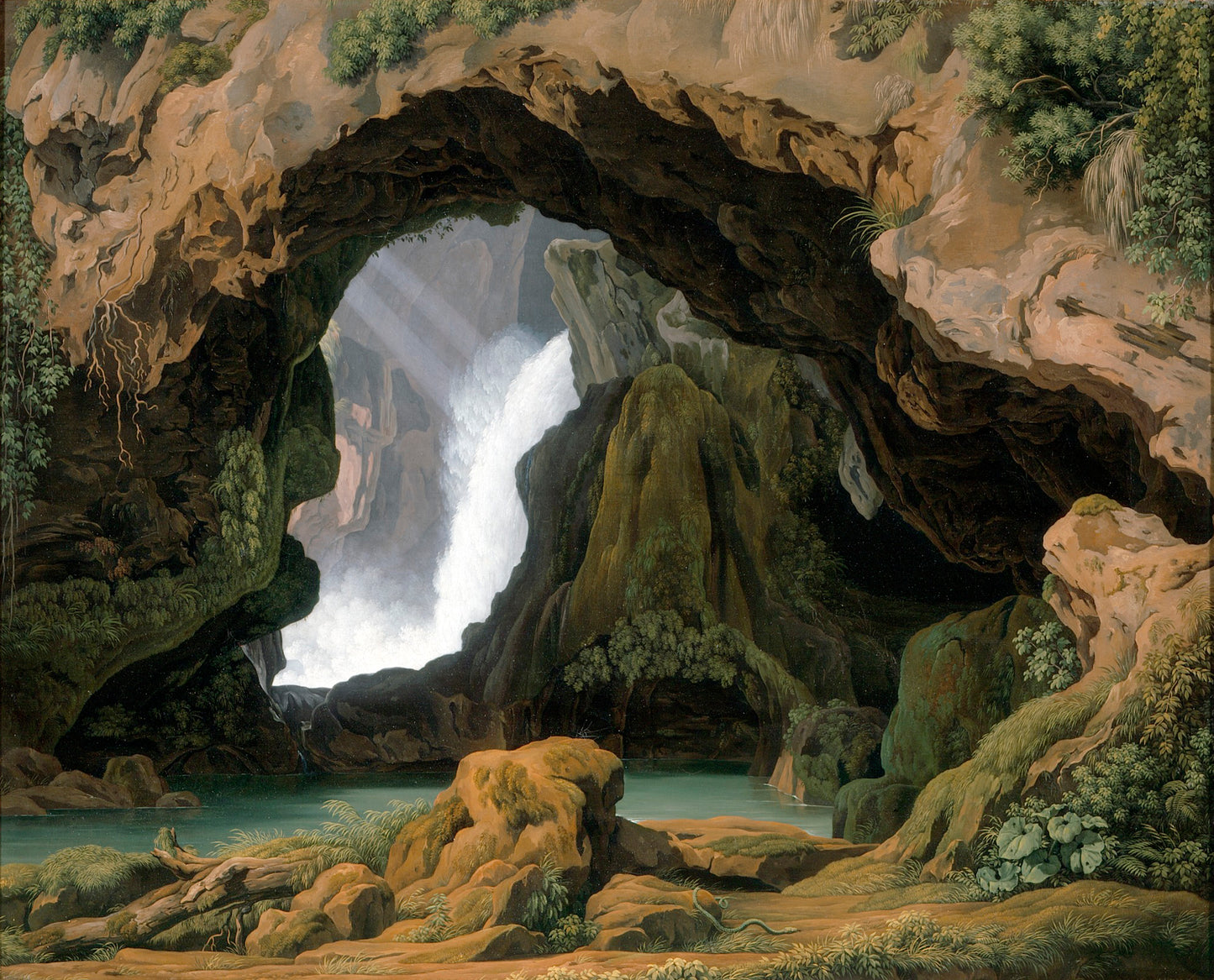 The Grotto of Neptune in Tivoli, vintage artwork by Johann Martin von Rohden, 12x8" (A4) Poster