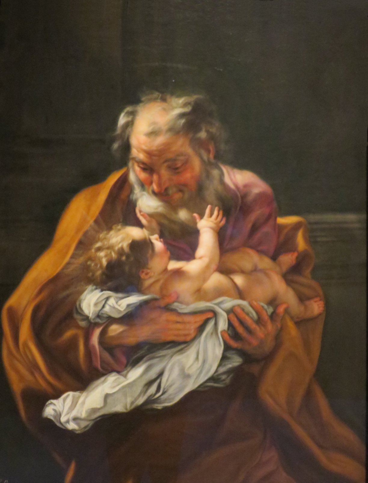 St. Joseph and the Infant Christ, vintage artwork by Giovanni Battista Gaulli, 12x8" (A4) Poster