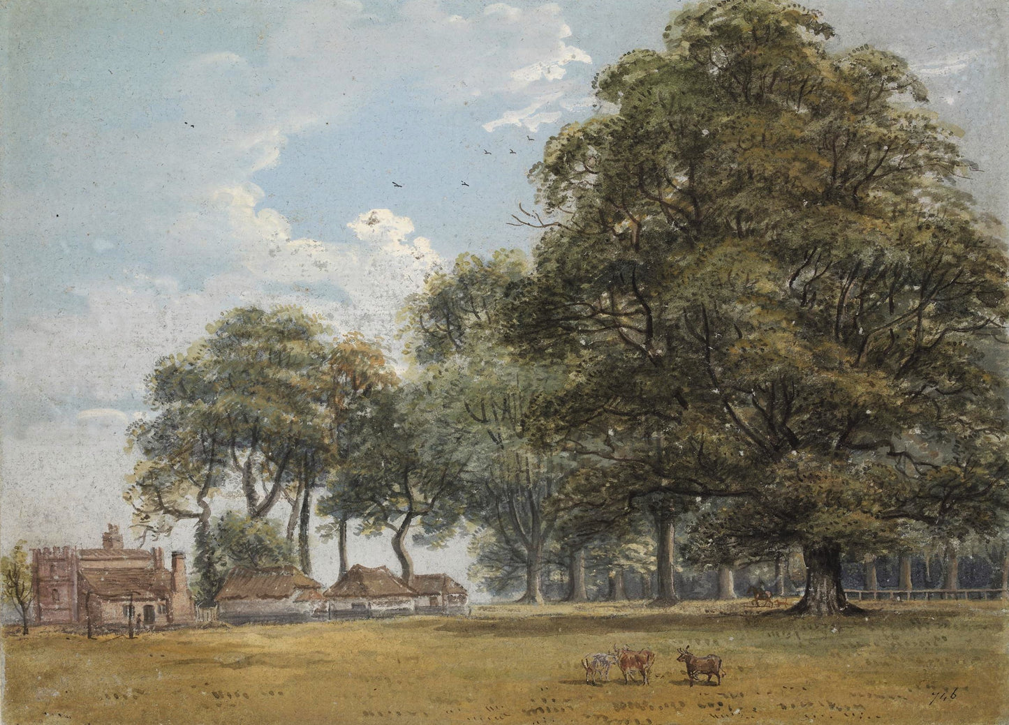 Easton Park, vintage artwork by Paul Sandby , R.A., 12x8" (A4) Poster