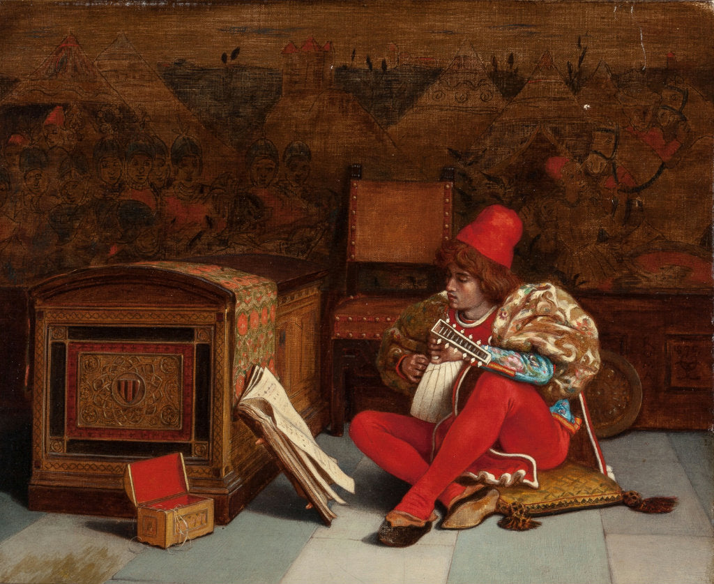 Boy with Lute, vintage artwork by Charles Caryl Coleman, 12x8" (A4) Poster