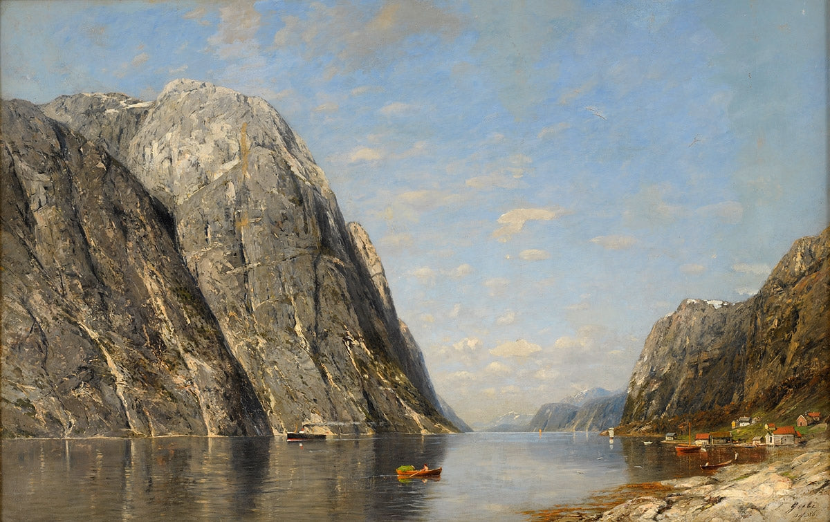 Summer Fjord, vintage artwork by Fritz Grebe, 12x8" (A4) Poster