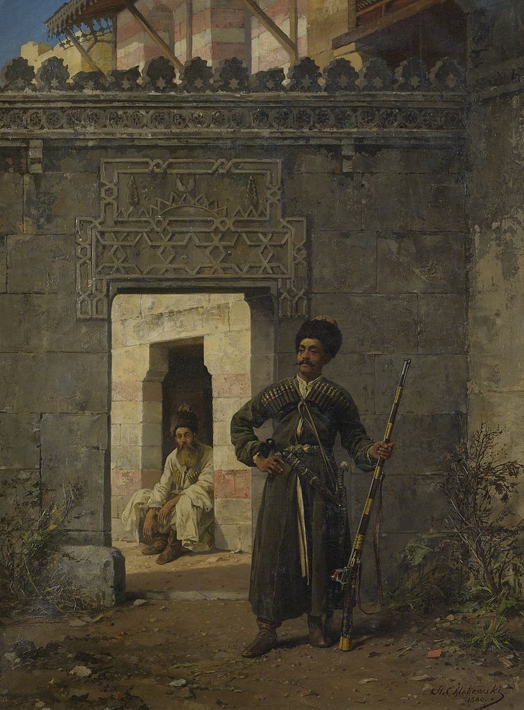 The Circassian guards, vintage artwork by Stanislaus Poraj Chlebowski, 12x8" (A4) Poster