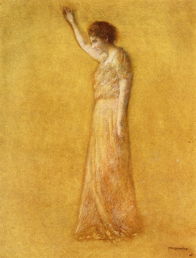 Woman in Pink, vintage artwork by Thomas Wilmer Dewing, 12x8" (A4) Poster