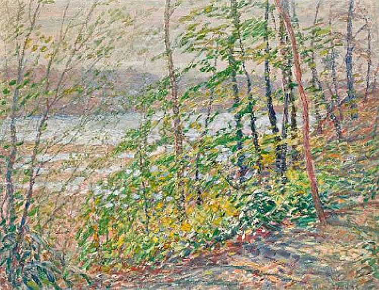 Spring Woods by the River by George Brainerd Burr,16x12(A3) Poster