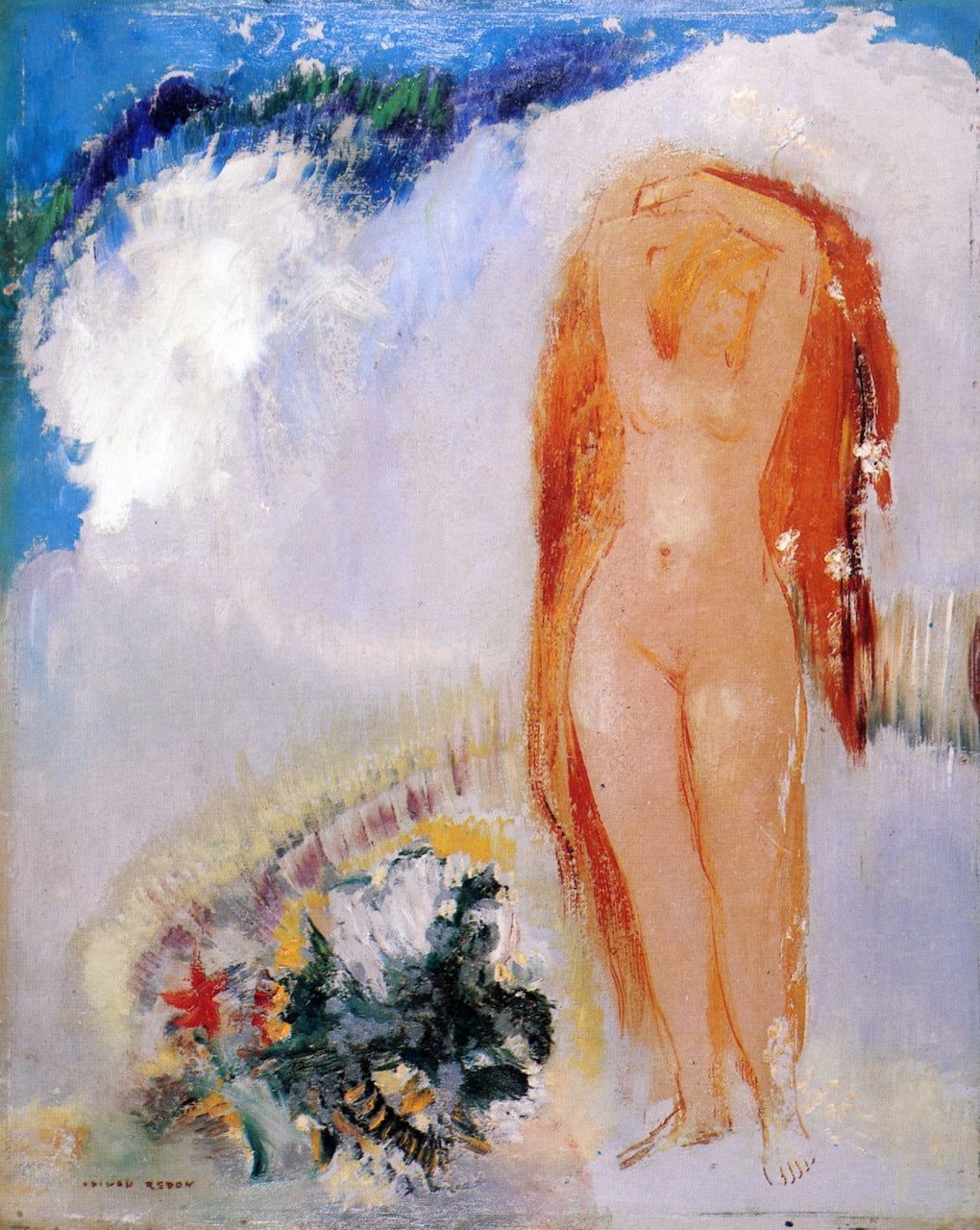 The Appearance of a Nude Woman, vintage artwork by Odilon Redon, 12x8" (A4) Poster