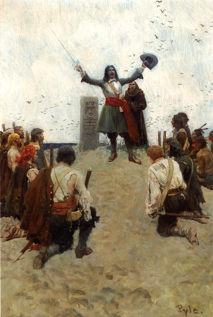 La Salle Christening the Country "Louisiana" by Howard Pyle,A3(16x12")Poster