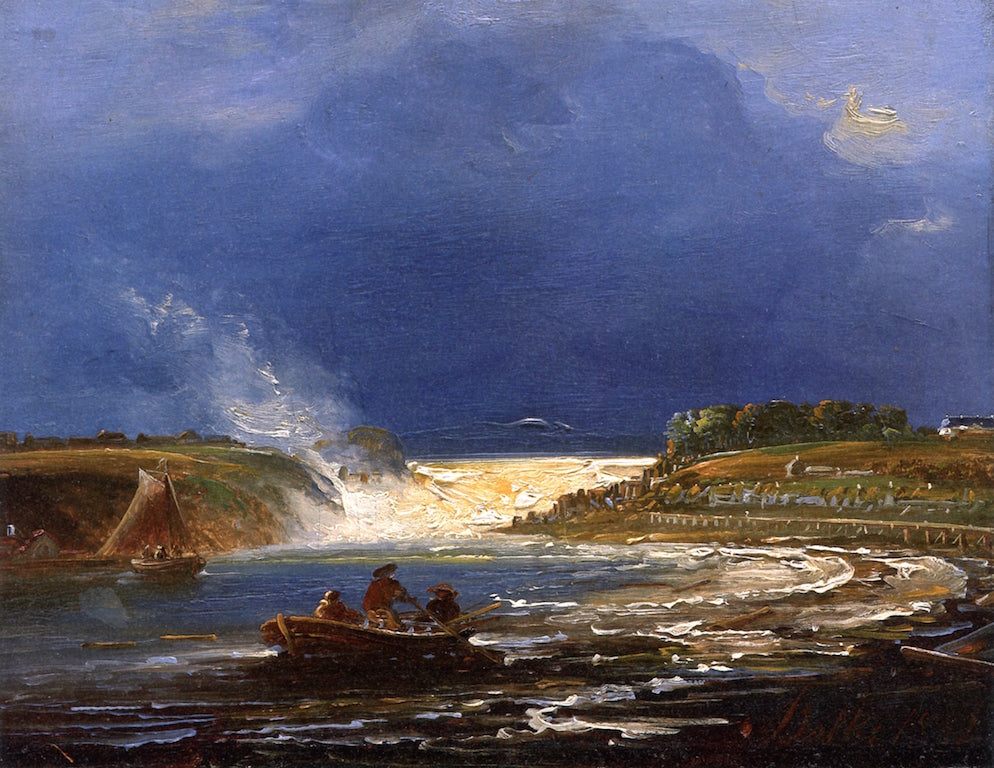 A View of the Sarpsfoss Waterfalls, Norway, vintage artwork by Peder Balke, A3 (16x12") Poster Print