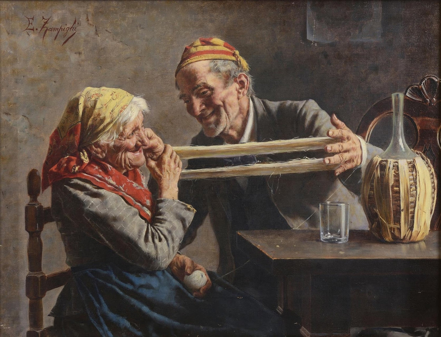 Caresses in the old age by Eugenio Zampighi,A3(16x12")Poster