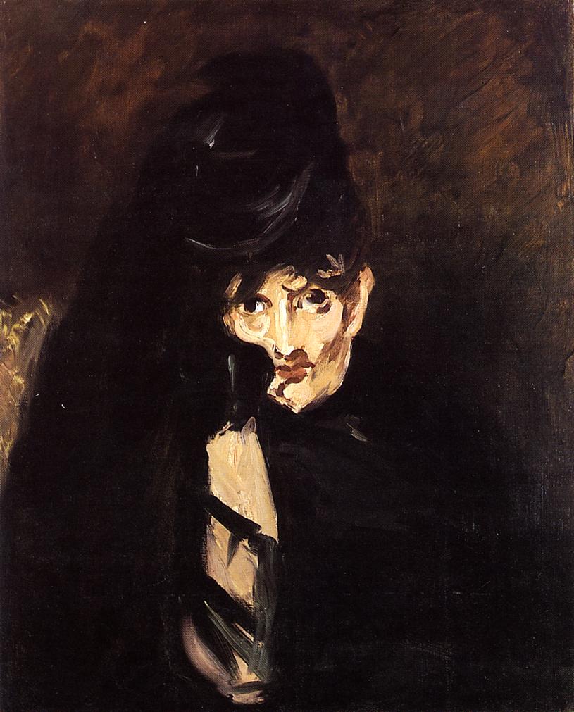Berthe Morisot in Mourning, vintage artwork by Édouard Manet, 12x8" (A4) Poster
