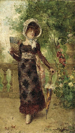 Le promenade, vintage artwork by Climent Pujol Gustavino, 12x8" (A4) Poster