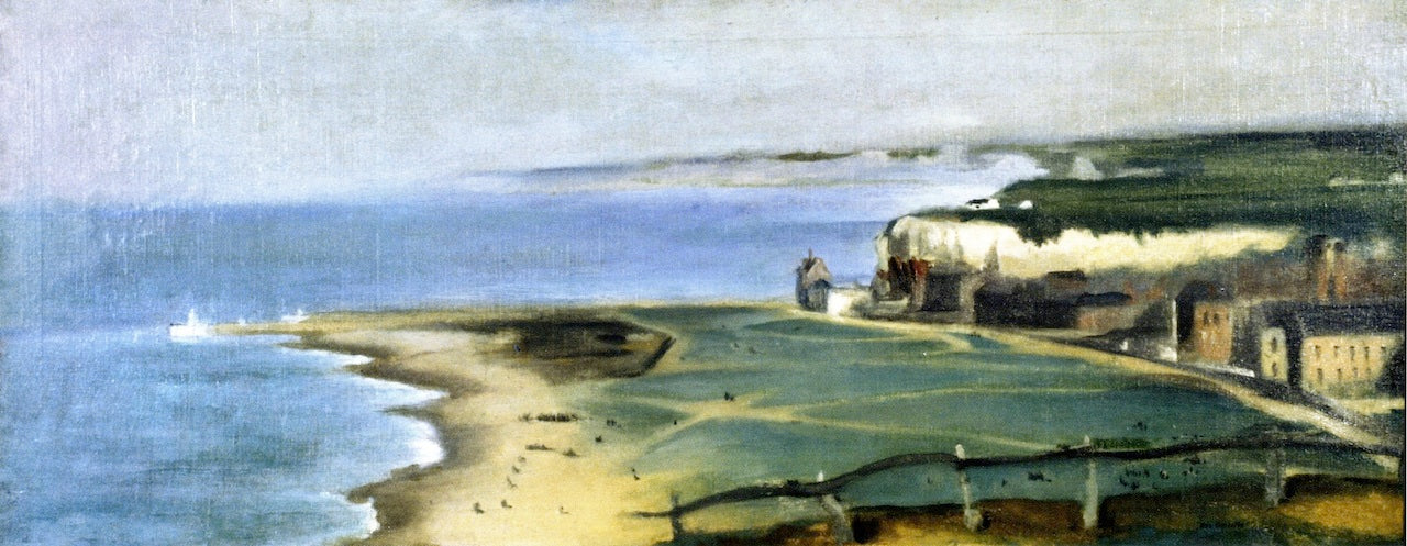 Beach of Dieppe Seen from the Western Cliff, vintage artwork by Eva Gonzales, 12x8" (A4) Poster