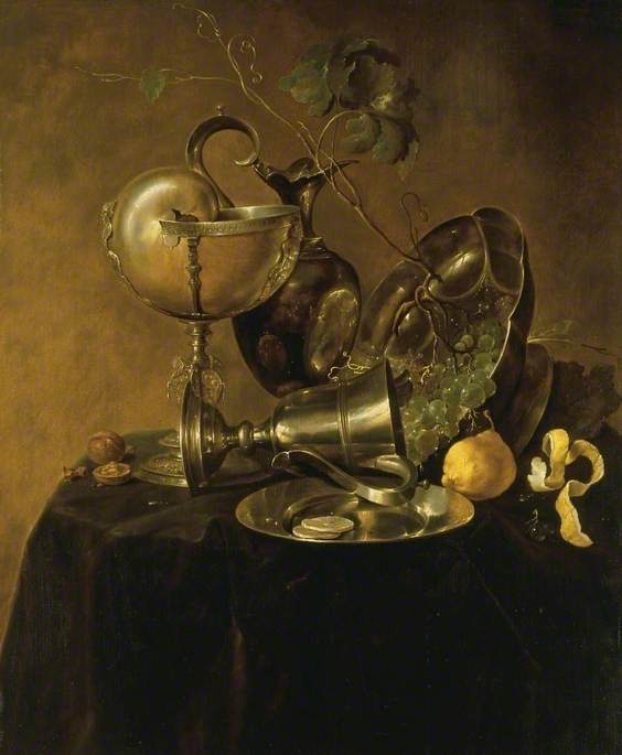 Stll-Life with a Nautilus Cup, vintage artwork by Jan Davidsz. de Heem, 12x8" (A4) Poster