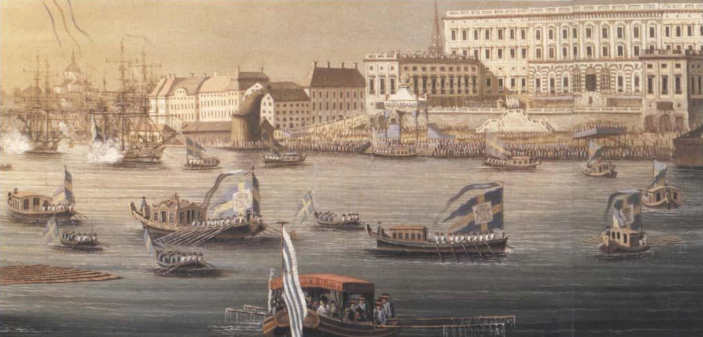 Duke Karl's Future Wife, Hedvig Elisabeth Charlotta, Arrives in Stockholm. July 1774, vintage artwork by Pehr Hilleström, 12x8" (A4) Poster