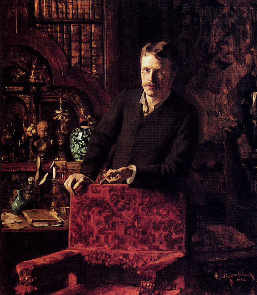 A Gentleman In An Interior, vintage artwork by Eduard Charlemont, 12x8" (A4) Poster