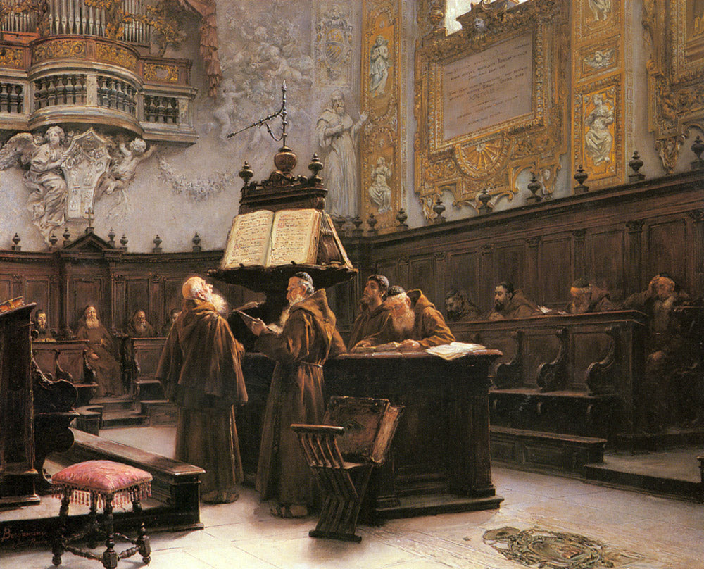 Reading the Choir Notes, vintage artwork by Francesco Bergamini, A3 (16x12") Poster Print