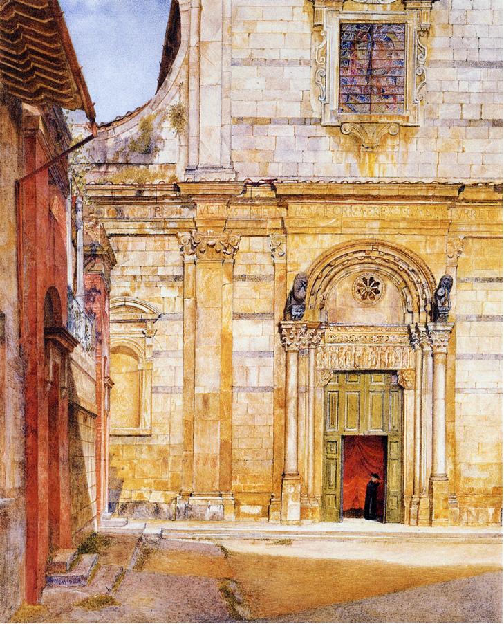 The Church of San Giovanni, Lucca, vintage artwork by Henry Roderick Newman, 12x8" (A4) Poster