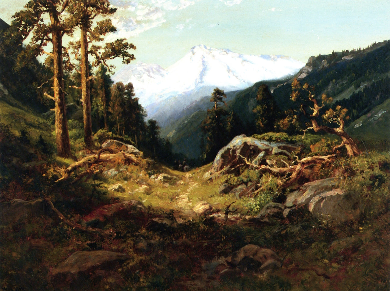 Shasta, All in Snow, vintage artwork by William Keith, 12x8" (A4) Poster