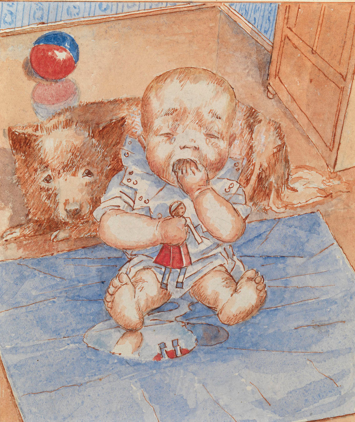 Crying Baby , vintage artwork by Kuzma Petrov-Vodkin, 12x8" (A4) Poster