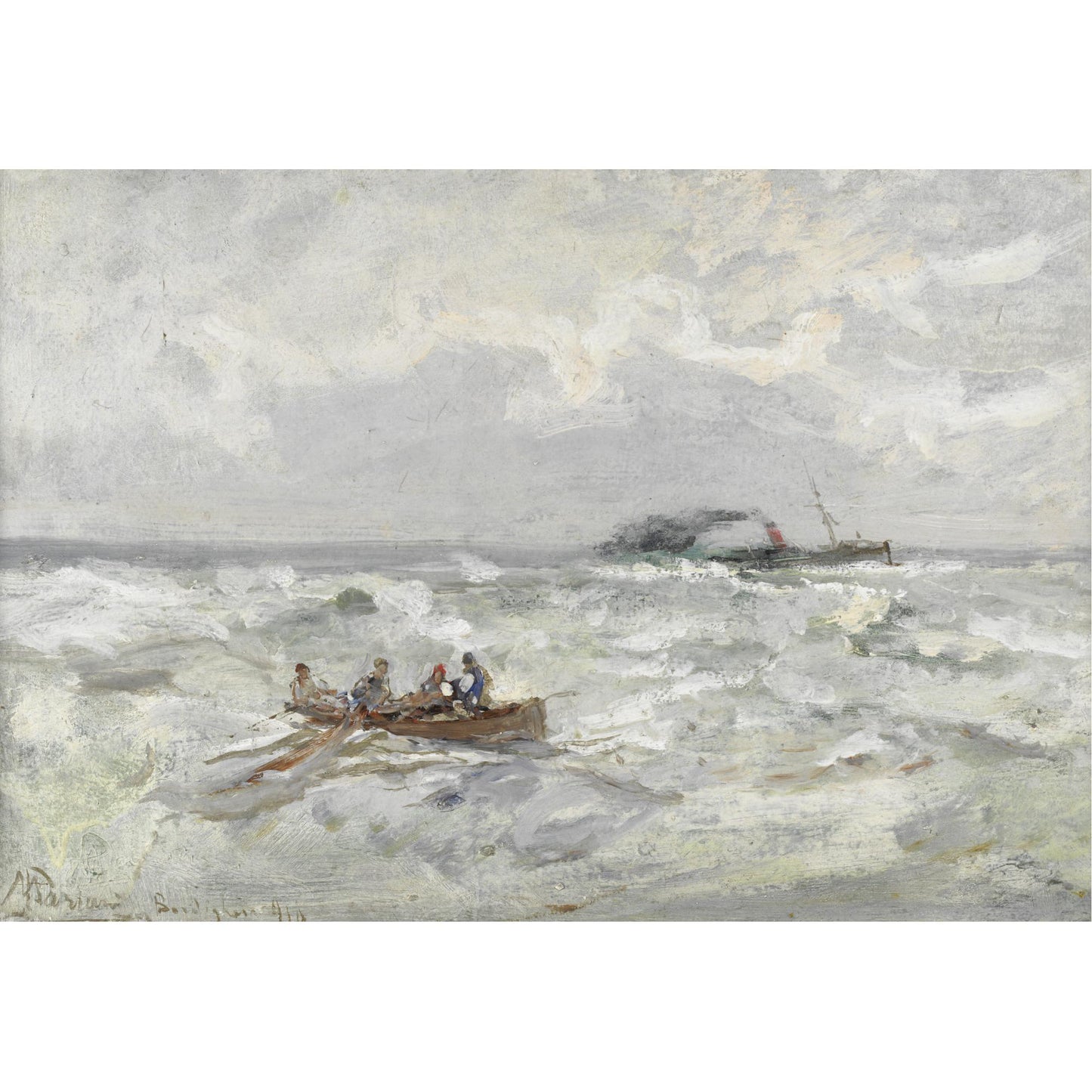 Storm in Bordighera by Pompeo Mariani,A3(16x12")Poster