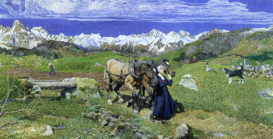 Springtime in the Alps, vintage artwork by Giovanni Segantini, 12x8" (A4) Poster