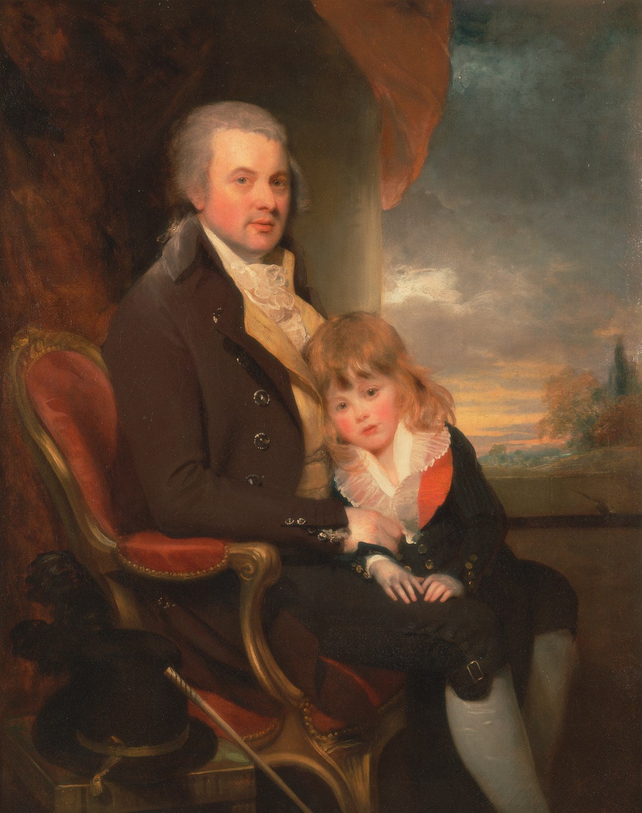 Edward George Lind and his Son Montague, vintage artwork by Sir William Beechey, 12x8" (A4) Poster