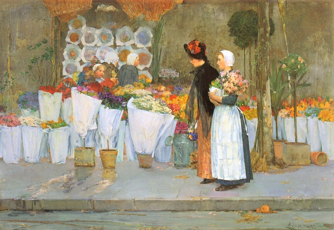 At the Florist, vintage artwork by Childe Hassam, 12x8" (A4) Poster