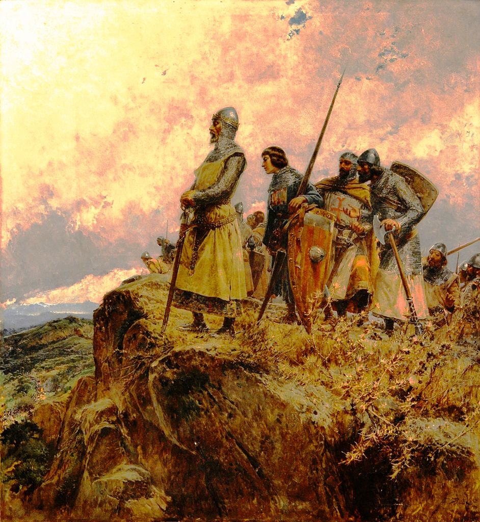 Pedro III the Great in the Collado de las Panizas, vintage artwork by Mariano Barbasan Lagueruela, 12x8" (A4) Poster