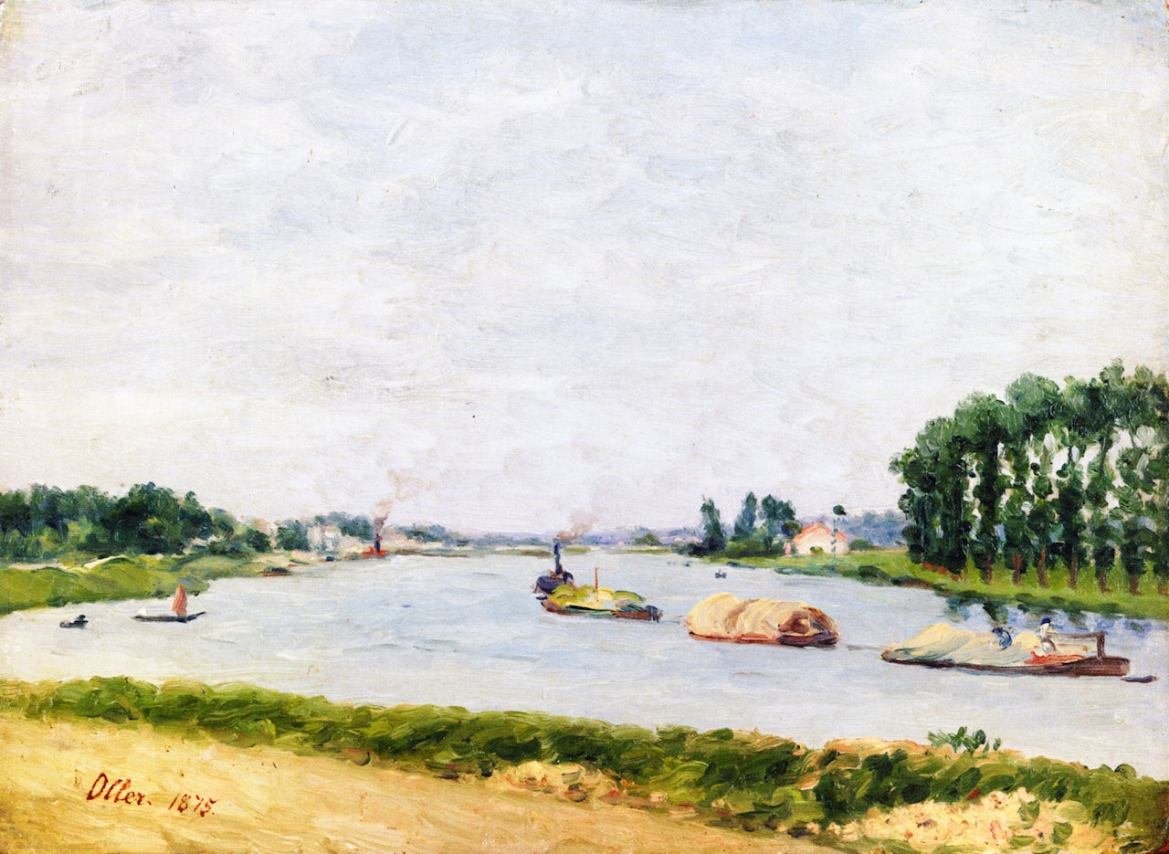 Banks of the Seine, vintage artwork by Francisco Oller, 12x8" (A4) Poster