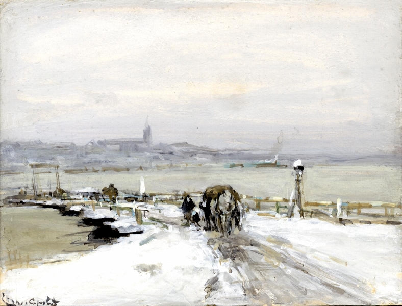 At the Ferry, vintage artwork by Louis Apol, 12x8" (A4) Poster