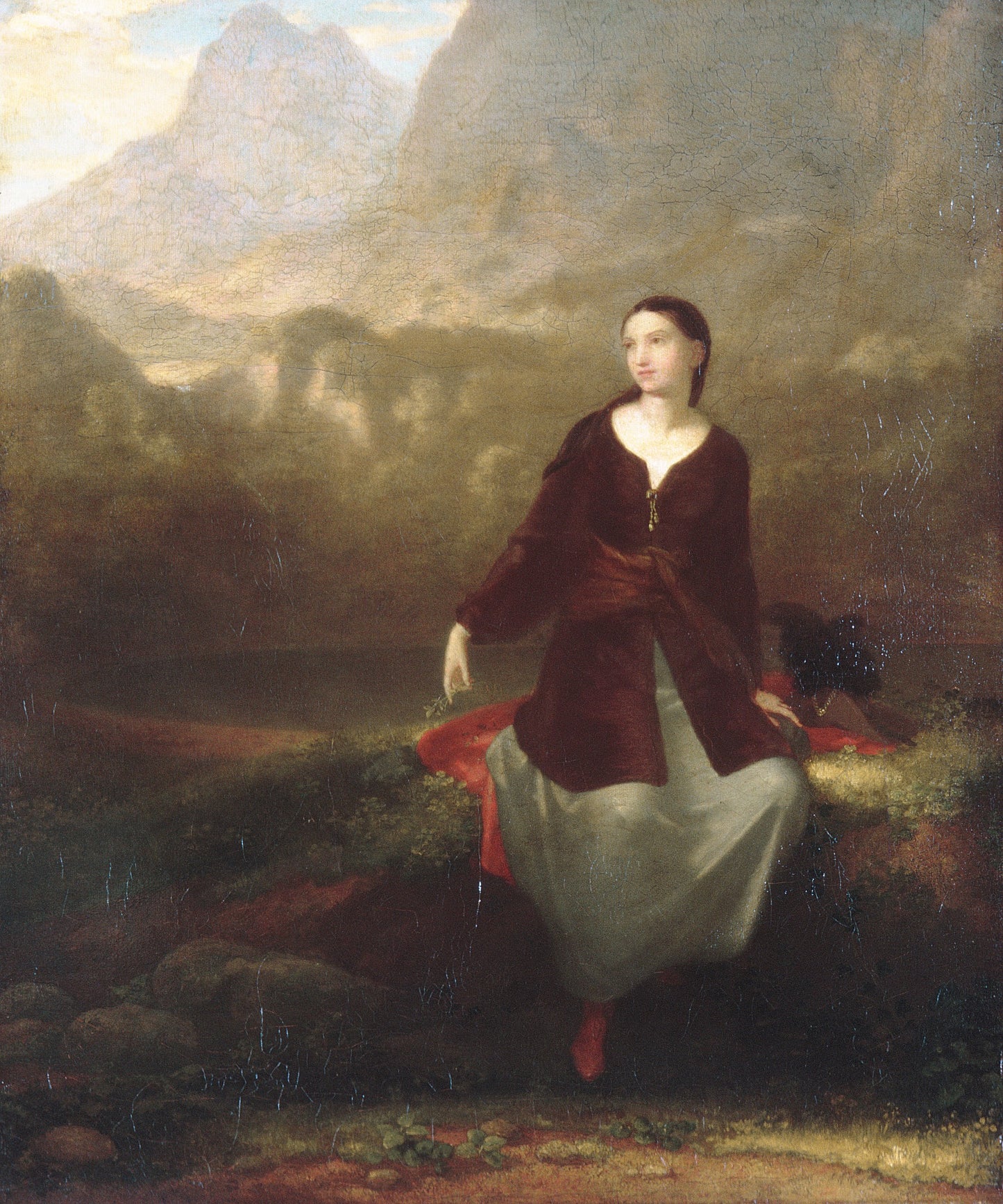 The Spanish Girl in Reverie, vintage artwork by Washington Allston, 12x8" (A4) Poster