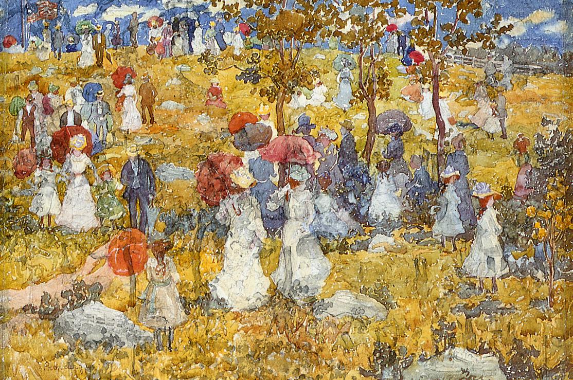 At the Park, vintage artwork by Maurice Prendergast, 12x8" (A4) Poster
