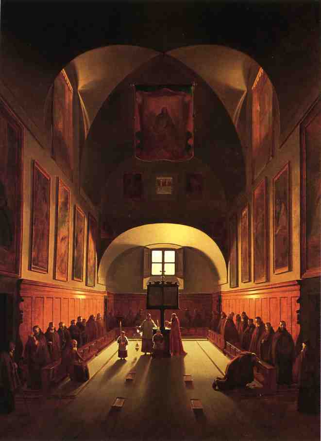 The Interior of the Capuchin Chapel In the Piazza Barberini (after Francois Marius Granet), vintage artwork by Thomas Sully, 12x8" (A4) Poster
