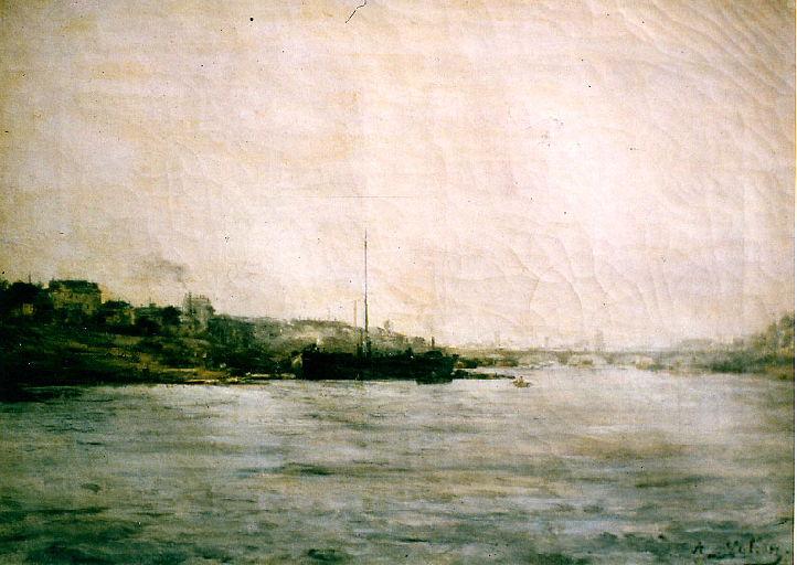 The Seine at Bercy, vintage artwork by Antoine Vollon, 12x8" (A4) Poster