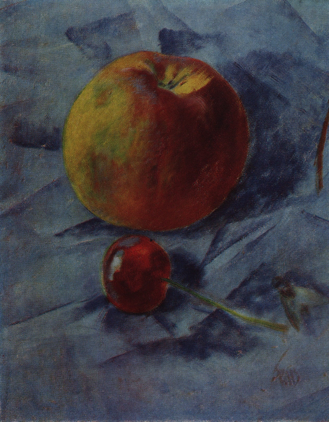 Apple and Cherry, vintage artwork by Kuzma Petrov-Vodkin, 12x8" (A4) Poster