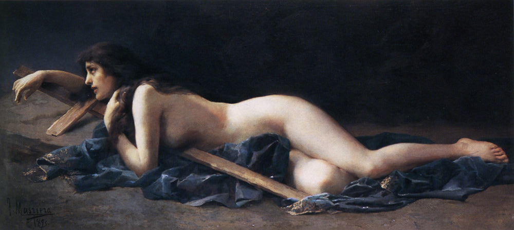 Penitent Magdalene, vintage artwork by Francisco Masriera y Manovens, 12x8" (A4) Poster
