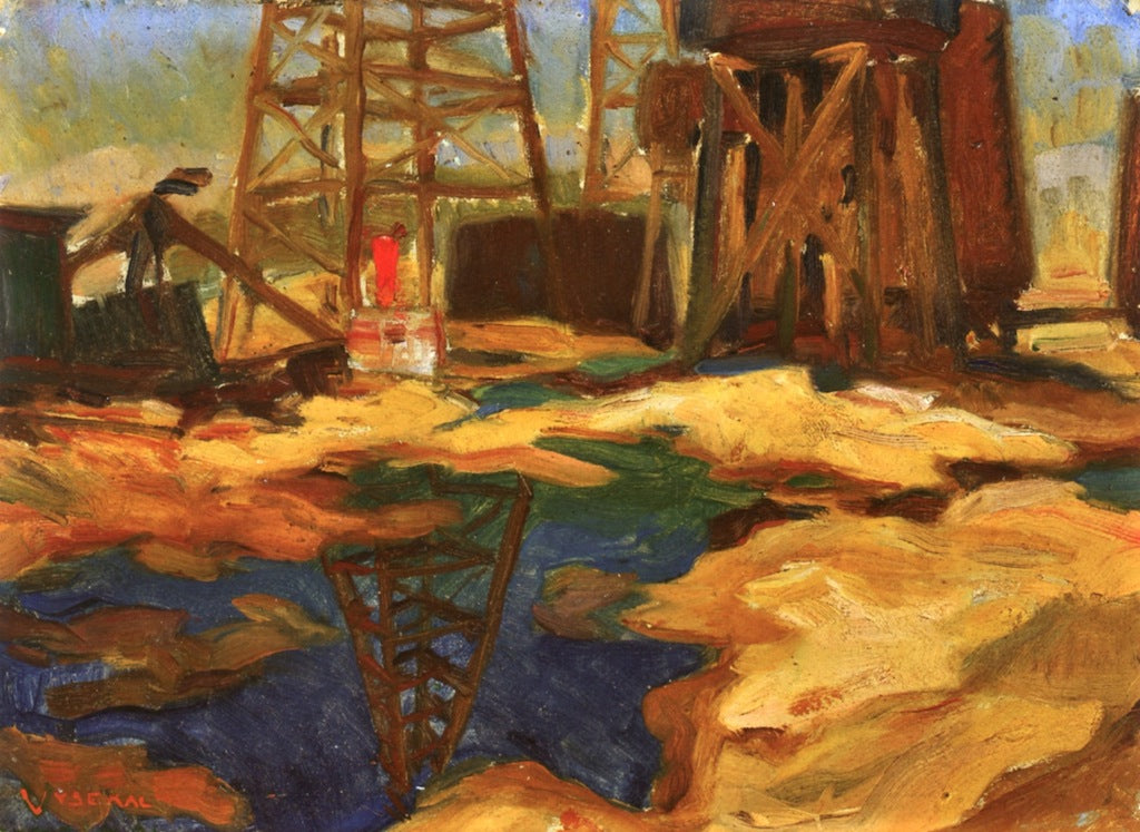 Oil Pool #1, vintage artwork by Edouard Vysekal, 12x8" (A4) Poster