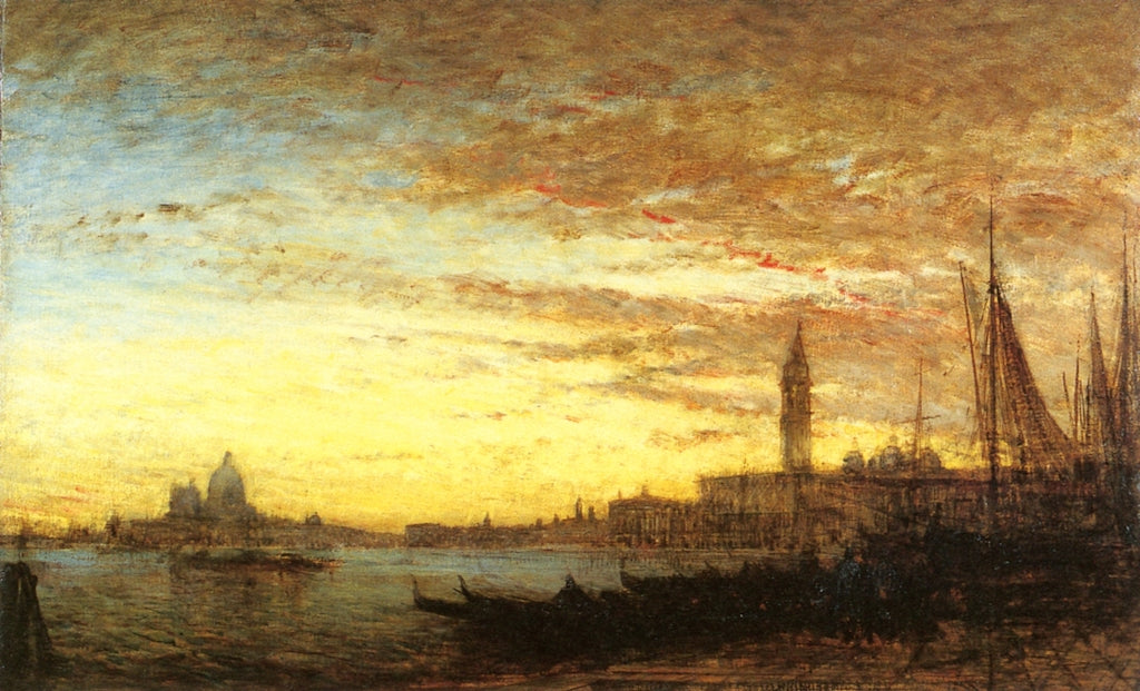 Venise au Crepuscule, vintage artwork by Felix-Francois-Georges-Philbert Ziem, 12x8" (A4) Poster
