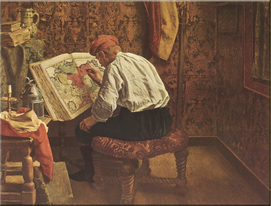 The Geographer, vintage artwork by Henri de Braekeleer, 12x8" (A4) Poster