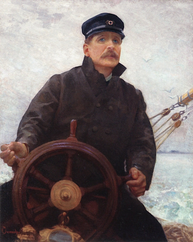At the Helm (Edward Dale Toland), vintage artwork by Robert Vonnoh, 12x8" (A4) Poster