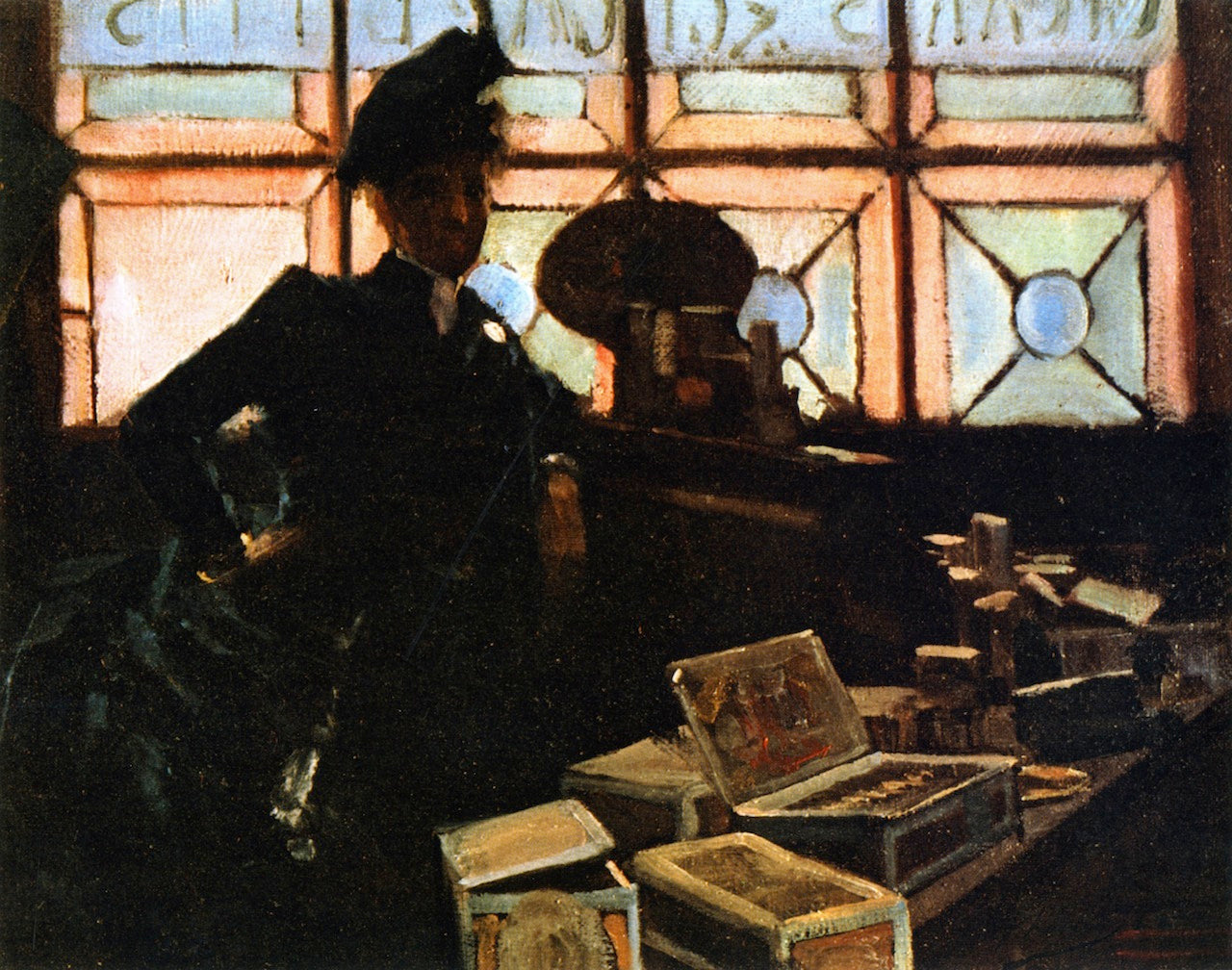 The Cigar Seller at the Glasgow International Exhibition, vintage artwork by Sir John Lavery, R.A., 12x8" (A4) Poster