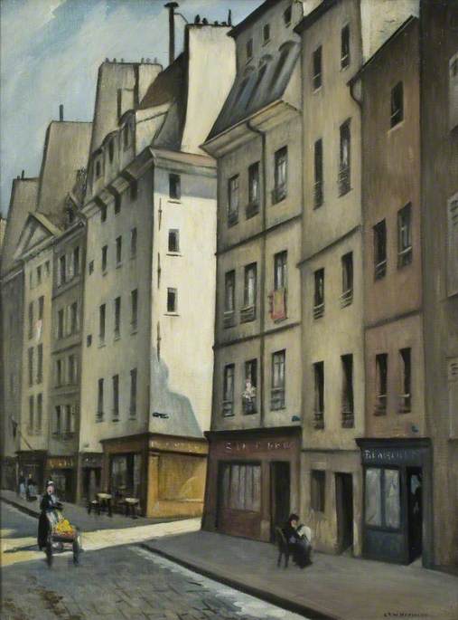Quartier Latin, Paris, France, vintage artwork by Christopher Nevinson, 12x8" (A4) Poster