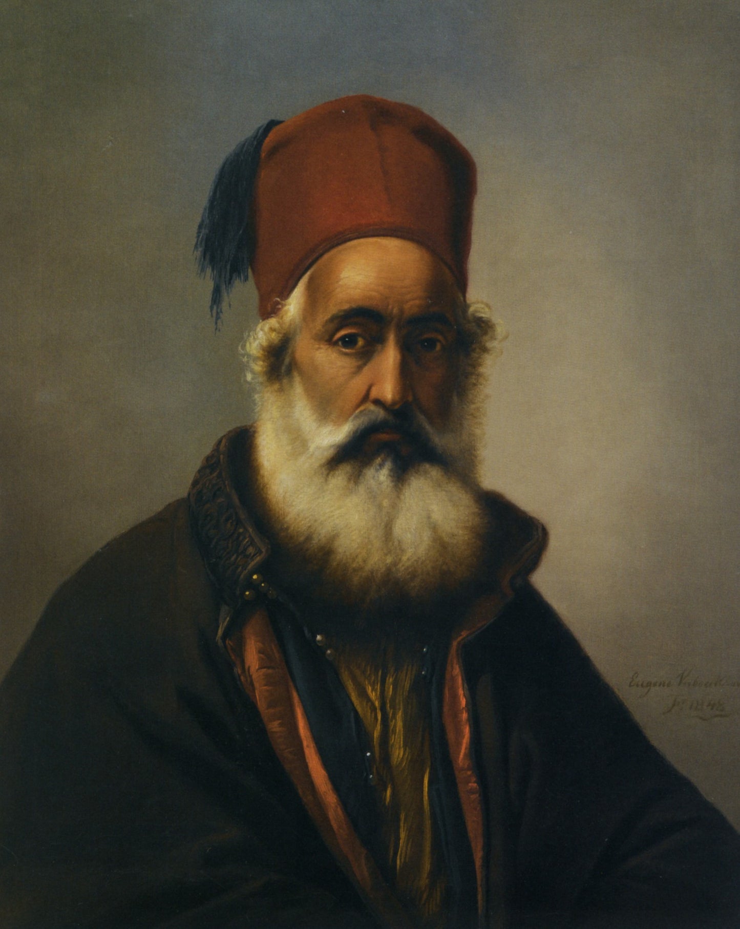 Portrait of a Dignitary, Possibly Ibrahim Pacha, vintage artwork by Eugene Verboeckhoven, A3 (16x12") Poster Print