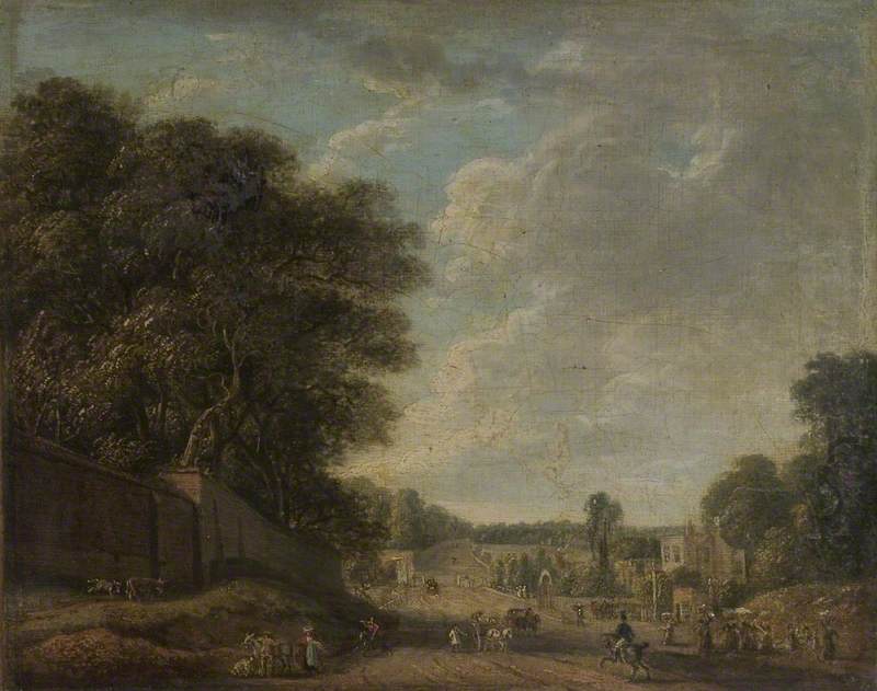Bayswater Road, London, near the Old Temple Gate, vintage artwork by Paul Sandby , R.A., 12x8" (A4) Poster