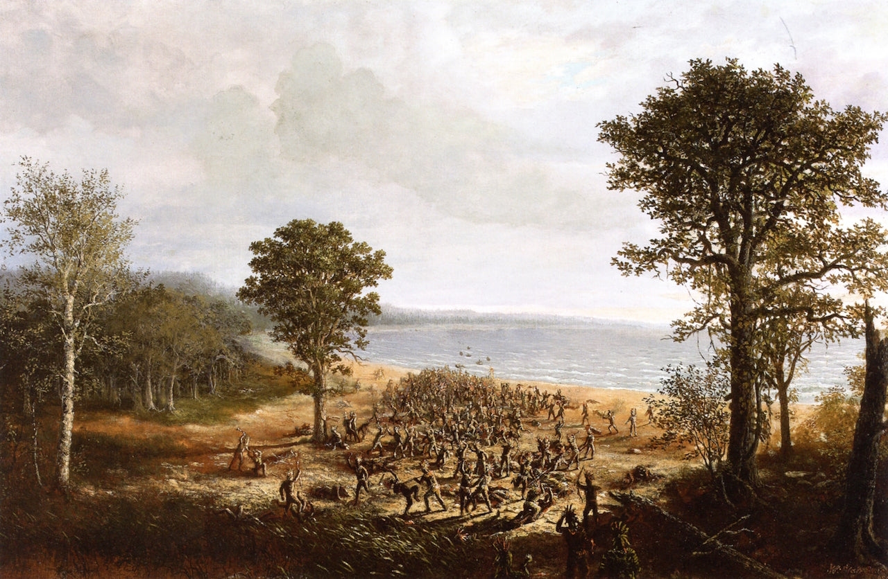 The Battle on the Beach, vintage artwork by William Blair Bruce, 12x8" (A4) Poster