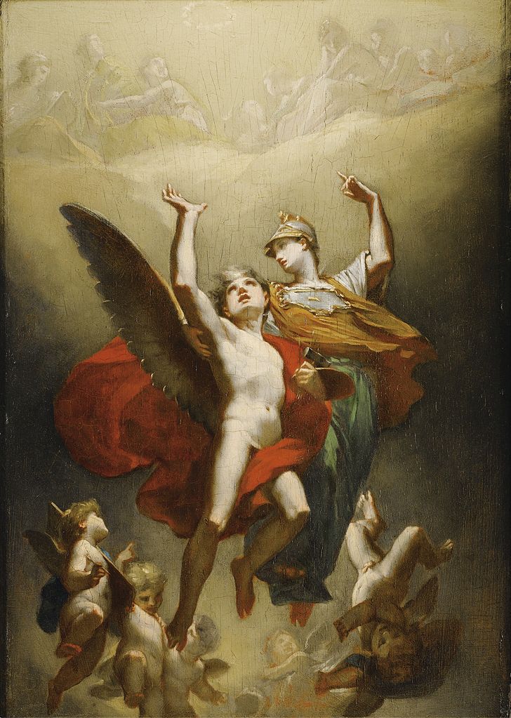 Minerva Leading the Genius of Arts to Immortality, vintage artwork by Pierre-Paul Prud'hon, 12x8" (A4) Poster
